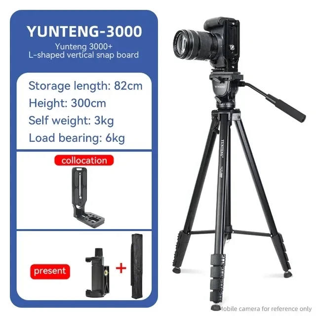 Yunteng-デジタルビデオカメラ用のプロフェッショナル三脚、手動油圧鍋