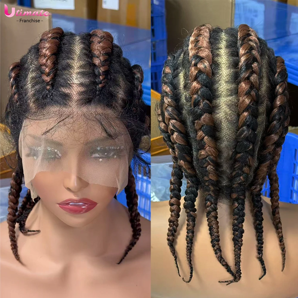 

Короткий парик-боксер с косами Cornrow, полный кружевной синтетический голландский плетеный парик с детскими волосами, парики для африканских женщин