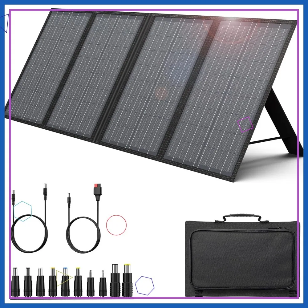 

60W Foldable Solar Panel Charger with DC Outlet and QC 3.0 for Portable Power Stations, Outdoor Camping Van RV
