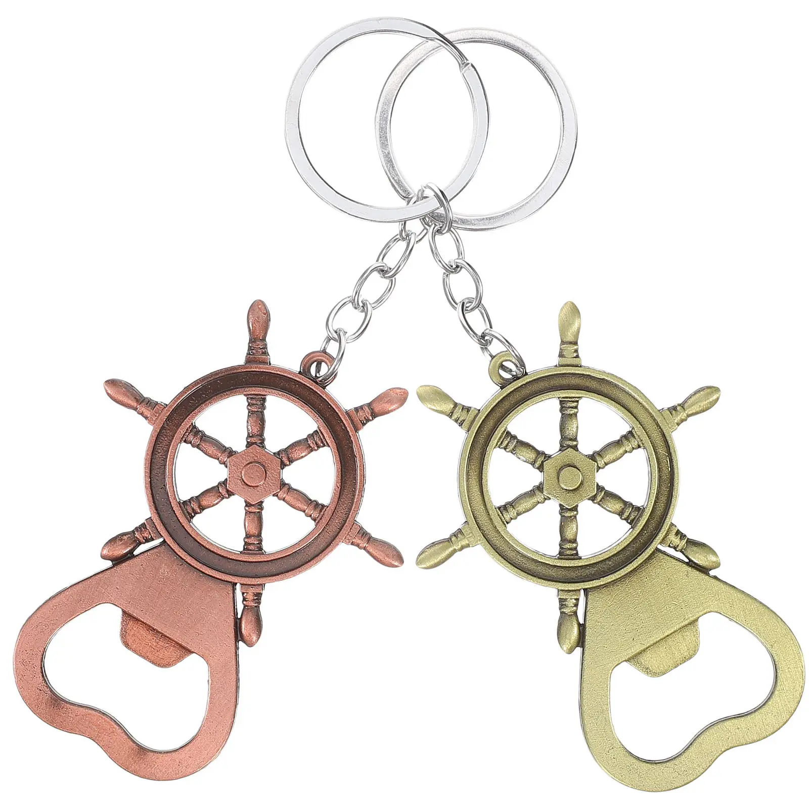 2Pcs Rudder Bottle Opener Keychain Creative Alloy Beverage Opener for Party Bar Home Travel Lovers Funny Keychains for Women