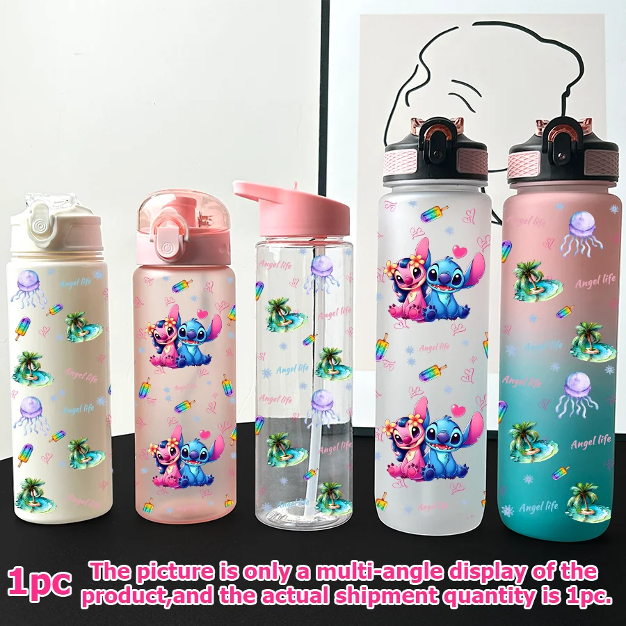 

1 шт., различные пластиковые бутылки для воды Disney, вышивка ангела, 23-32 унций, портативные спортивные чашки для воды, подарки на день рождения