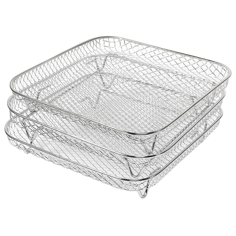 

Three-Tier Air Fryer Grilling Rack Stainless Steel Airfryer Tool Baking Tray Roasting Cooking Rack Air