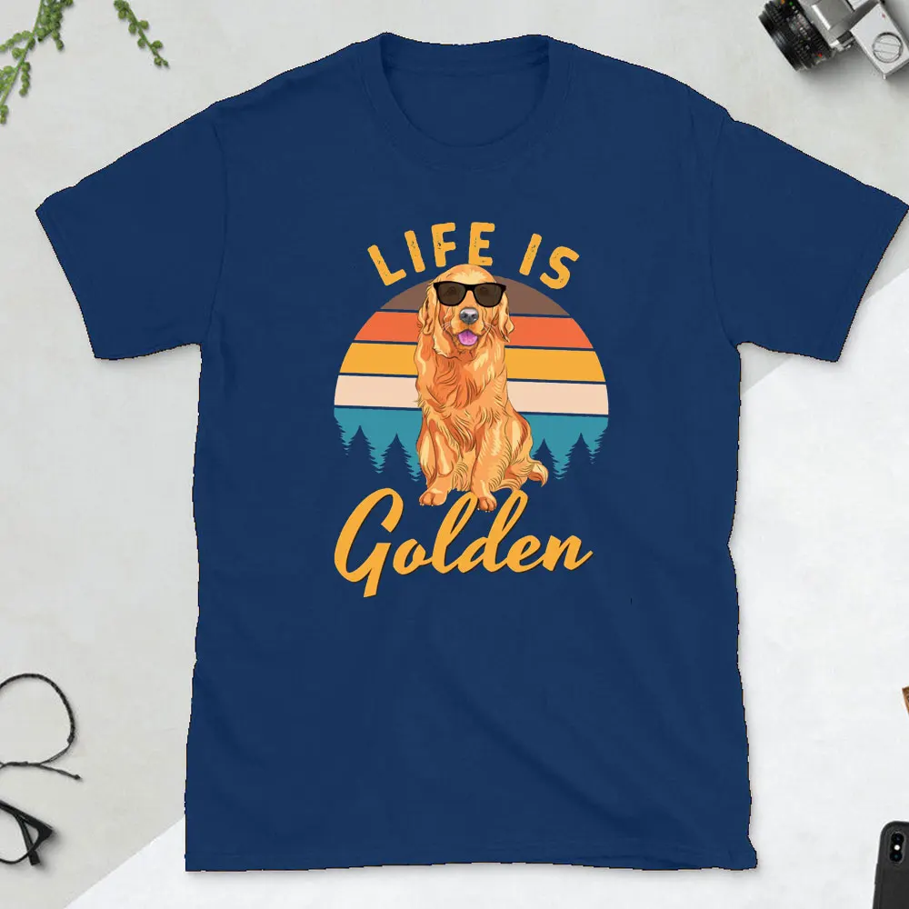 Golden Retriever Gift T-shirt Life Is Golden Dog Man Gift Dog Dad TShirt Father\'s Day Gift for Golden Retriever Lovers Tops