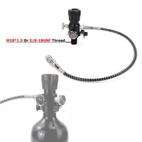 Válvula de carga del tanque de aire comprimido HPA, 4500Psi, 300bar, válvula DIN, estación de llenado de buceo con doble calibre, manguera de 20 pulgadas