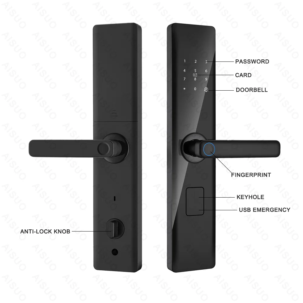 الأمن TUYA WIFI قفل ببصمة الأصبع الإلكترونية عن بعد فتح مفتاح البطاقة الرقمية Cerradura Intelligente Ttlock قفل الباب الذكي