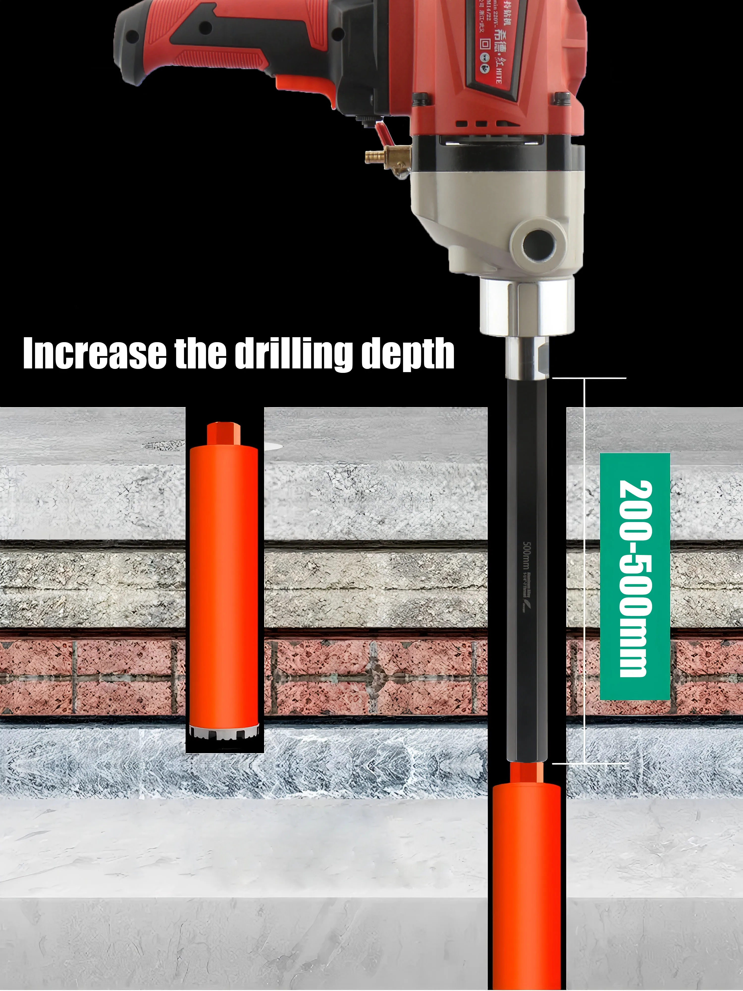 1-1/4 Thread Diamond Core Bit Extension Rod For Drilling Rig 200-500mm Aluminum Connecting Rod Adapter 1-1/4 Diamond Drill Tools