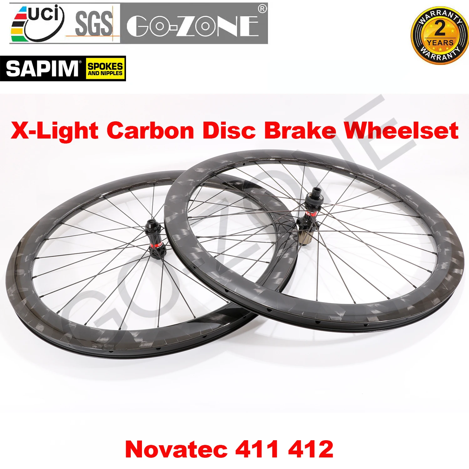 

X-Light Carbon 700c Wheelset Disc Brake Sapim Novatec 411 412 Center Lock /6 Bolt Ultra Light X-Light Road Disc Brake Wheels