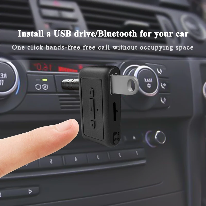 Car Bluetooth 5.3 Receiver Transmitter Adapter 3 In 1 Mp3 Wireless Player Audio AUX Conversion 3.5mm Jack Support U Disk TF Card