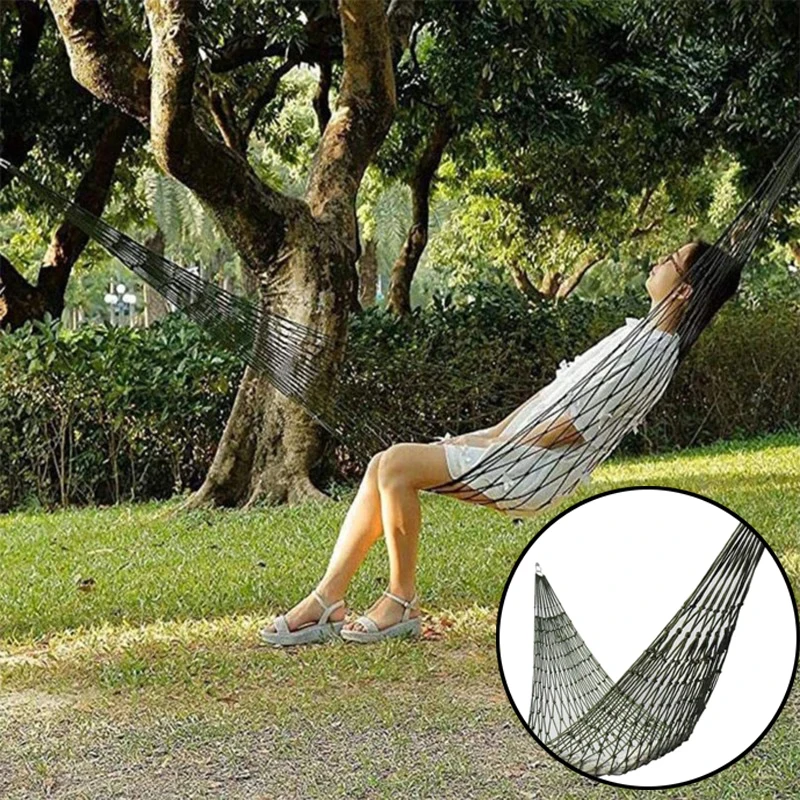 Nylon Hammock Portable Garden SwingHang Mesh Net Sleeping Bed Hamaca For Outdoor Travel Camping Mesh Camping Hammock Hamak