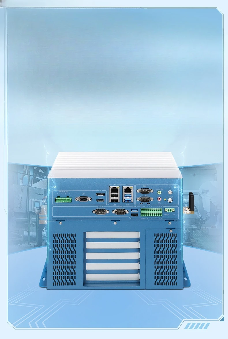 كمبيوتر صناعي قابل للتوسيع بأربعة فتحات للبطاقات، منفذ شبكة مزدوج AI Edge Computing Machine Vision Intelligence #6