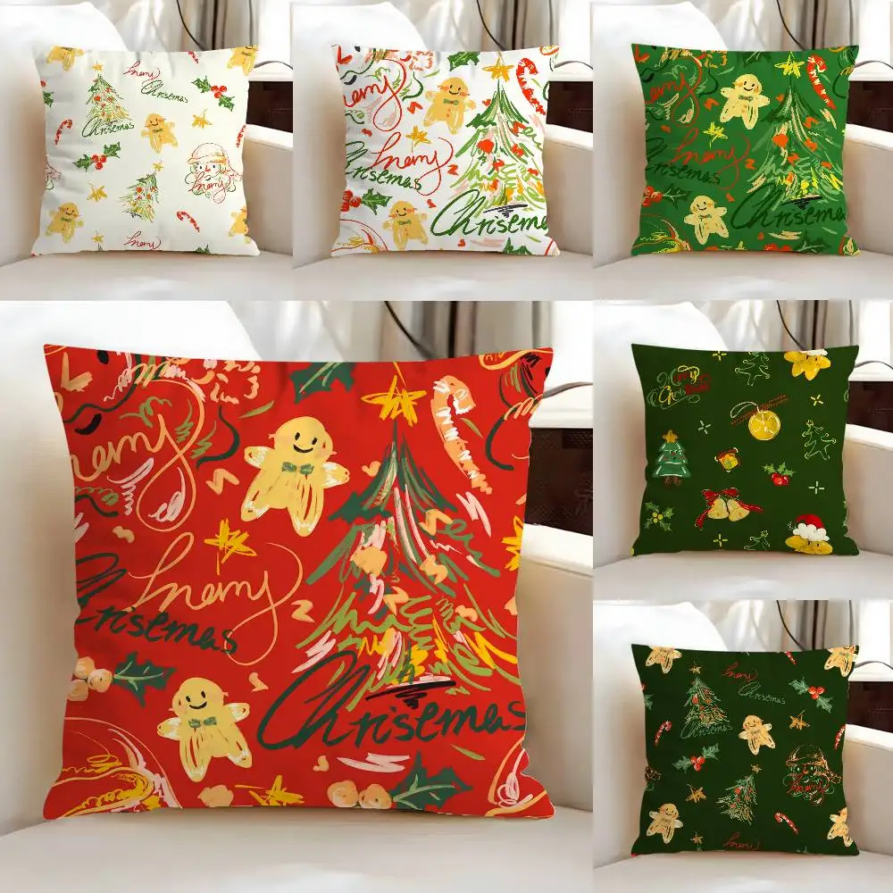 Housse de coussin décorative de Noël mignonne, housse de coussin neutre, housse de coussin douce pour canapé, lit, décoration intérieure, taie d'oreiller
