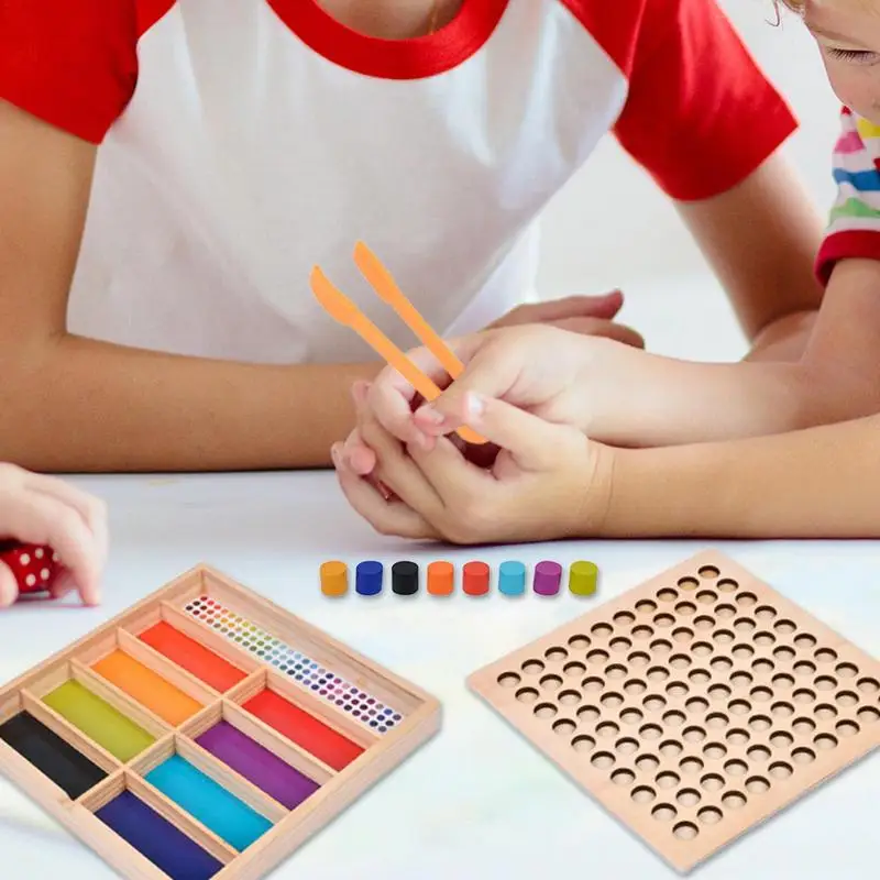 لوح خشبي لعبة الخرز قوس قزح كليب الخرز لعبة الطاولة التفاعل بين الوالدين والطفل لعبة فرز الألوان الاهتمام التدريب التعليم المبكر