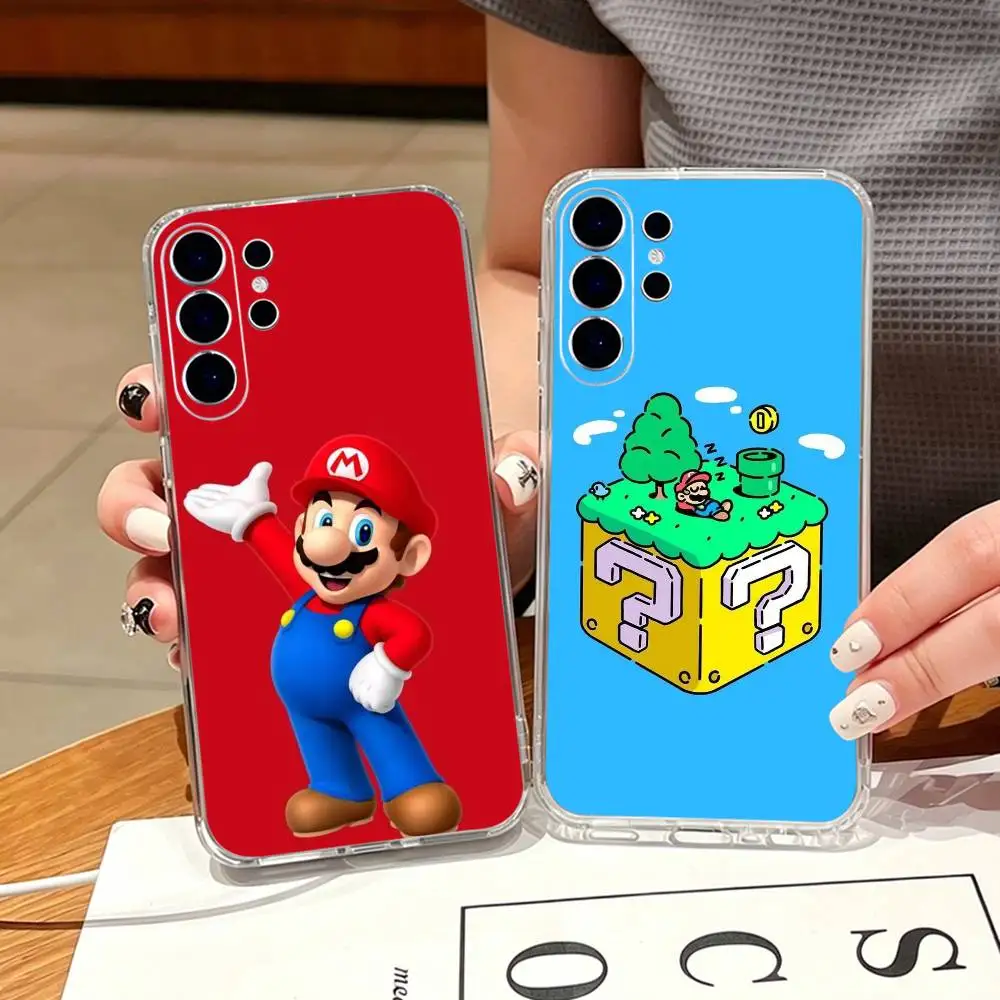 cartoon Super M-MarioS Bros  Phone Case For Samsung S25,S24,S21,S22,S23,S30,Ultra,S20,Plus,Fe,Note,10,9,5G Transparent Cover