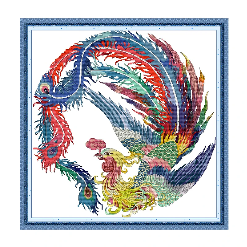 

Благоприятный набор для вышивки крестом Феникс Аида 14ct 11ct с принтом на холсте, вышивка, сделай сам, рукоделие ручной работы