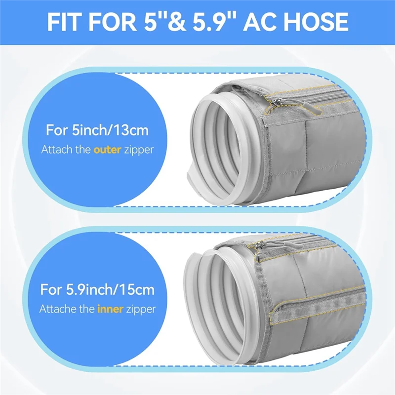 

HRBAJ — крышка шланга портативного кондиционера, втулка шланга переменного тока с изоляцией на молнии для выхлопного шланга 5 и 5,9 дюйма, вентиляционное отверстие для трубки переменного тока