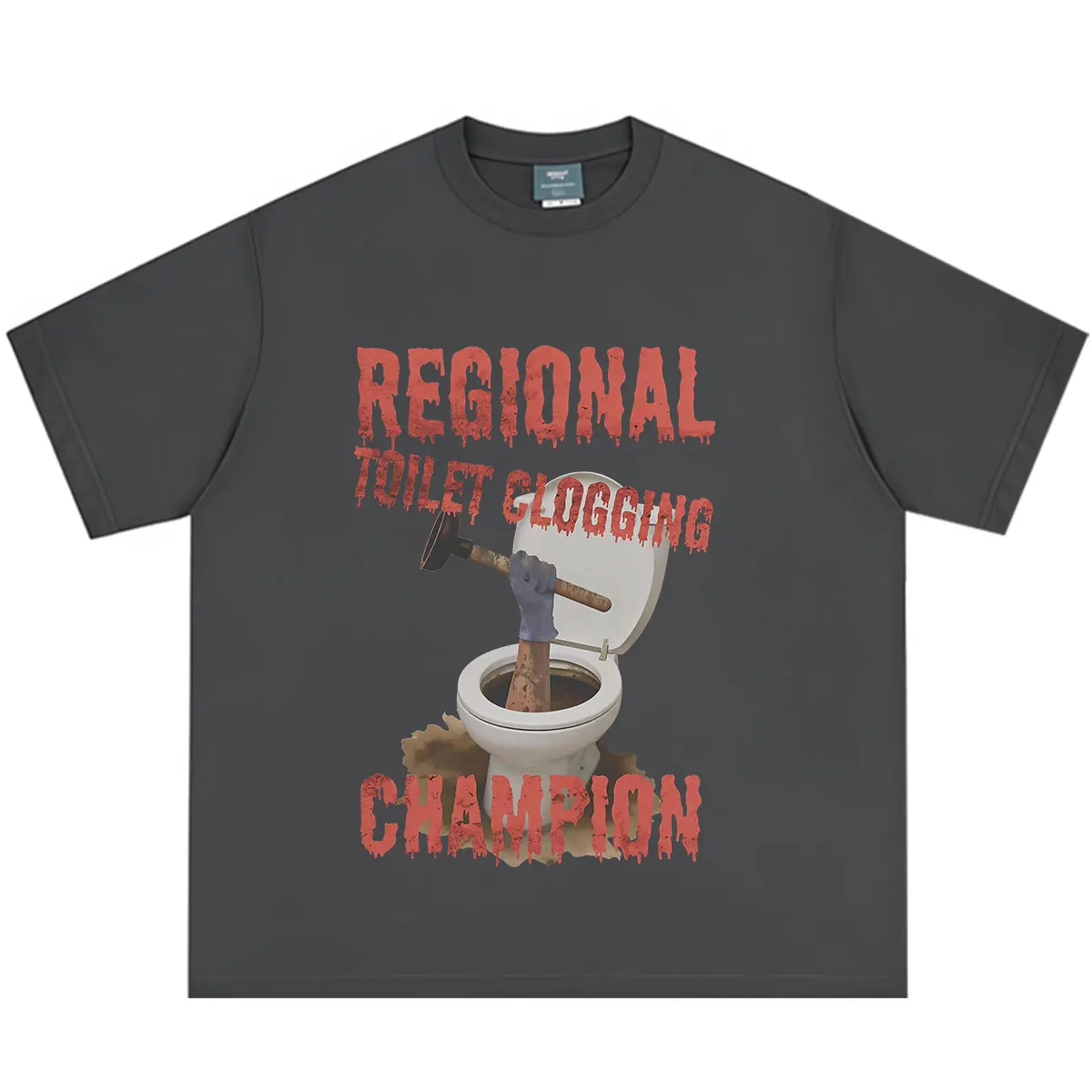 Funny Regional Toilet Clogging Champion Meme T-Shirt Men Women Vintage Hip-Hops T-Shirt Summer Casual Cotton Streetwear T-shirts