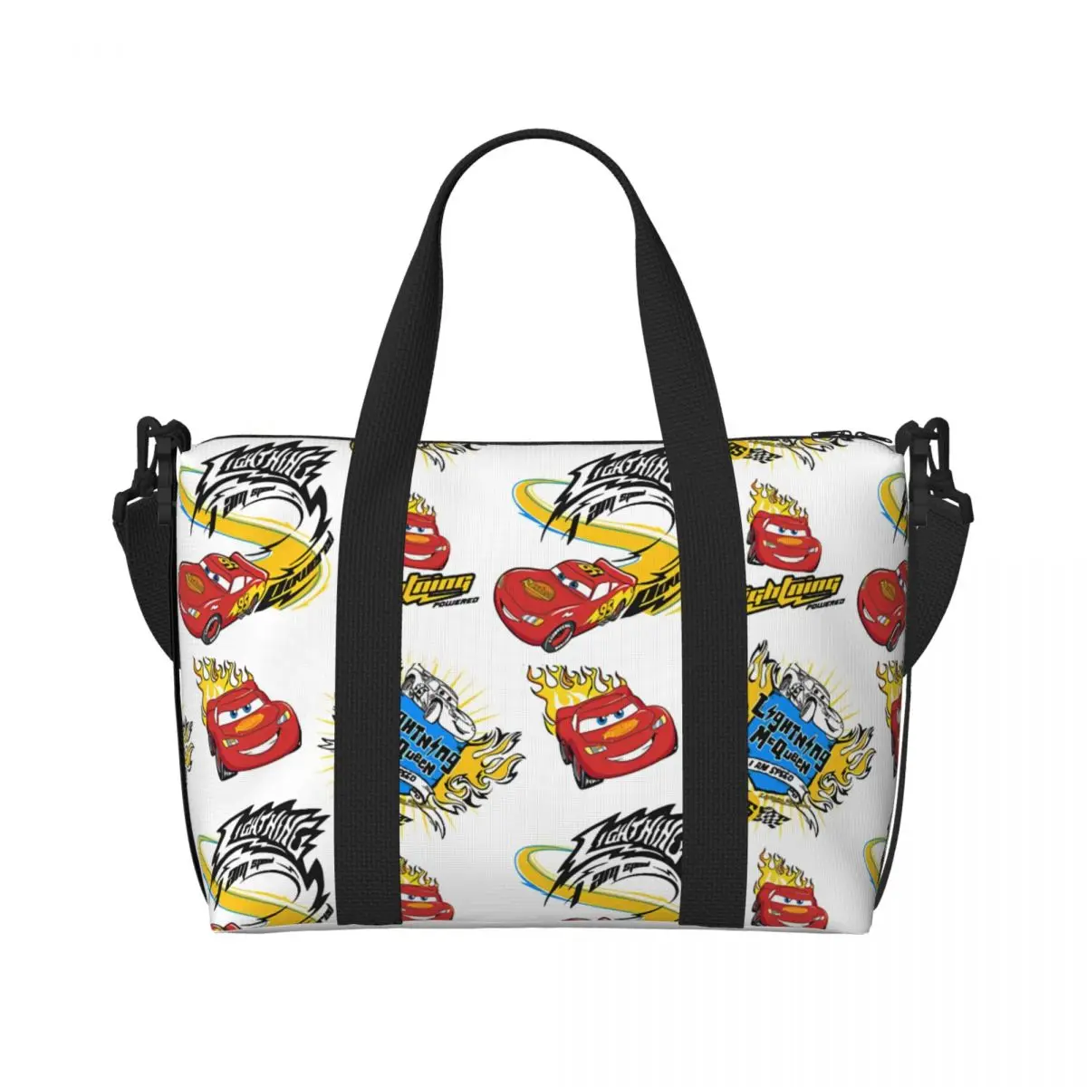 

Изготовленная на заказ сумка-тоут Lightning McQueen для женщин, большая вместительная спортивная гоночная машина, тренажерный зал, пляжные дорожные сумки