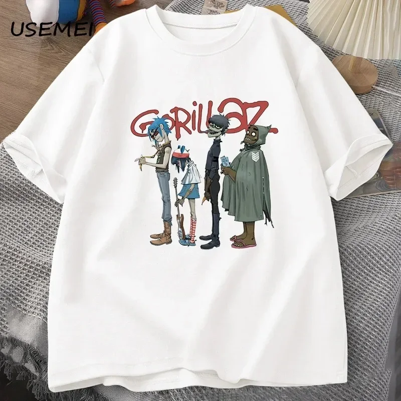 Music Band Gorilaz PUNK ROCK T Shirt Men Women Summer 90s O-neck Cotton Short Sleeve T-shirts Clothes Vintage Y2K Clothing Tee