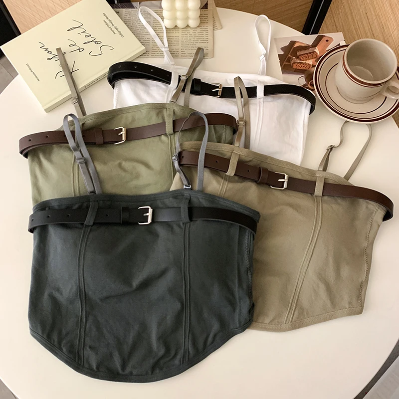AOSSVIAO 2026 Spring Summer Korean Style Women Camisole Wrap Chest Tube Crop Tops Anti‑Exposure Base Tank Top