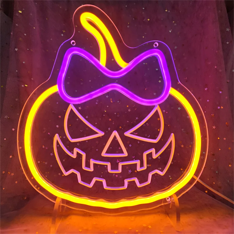 

Pumpkin Neon Sign Halloween Pumpkin LED Light Halloween Festival Party Event Decor Home Bedroom Wall Art Decoration Gifts Neon