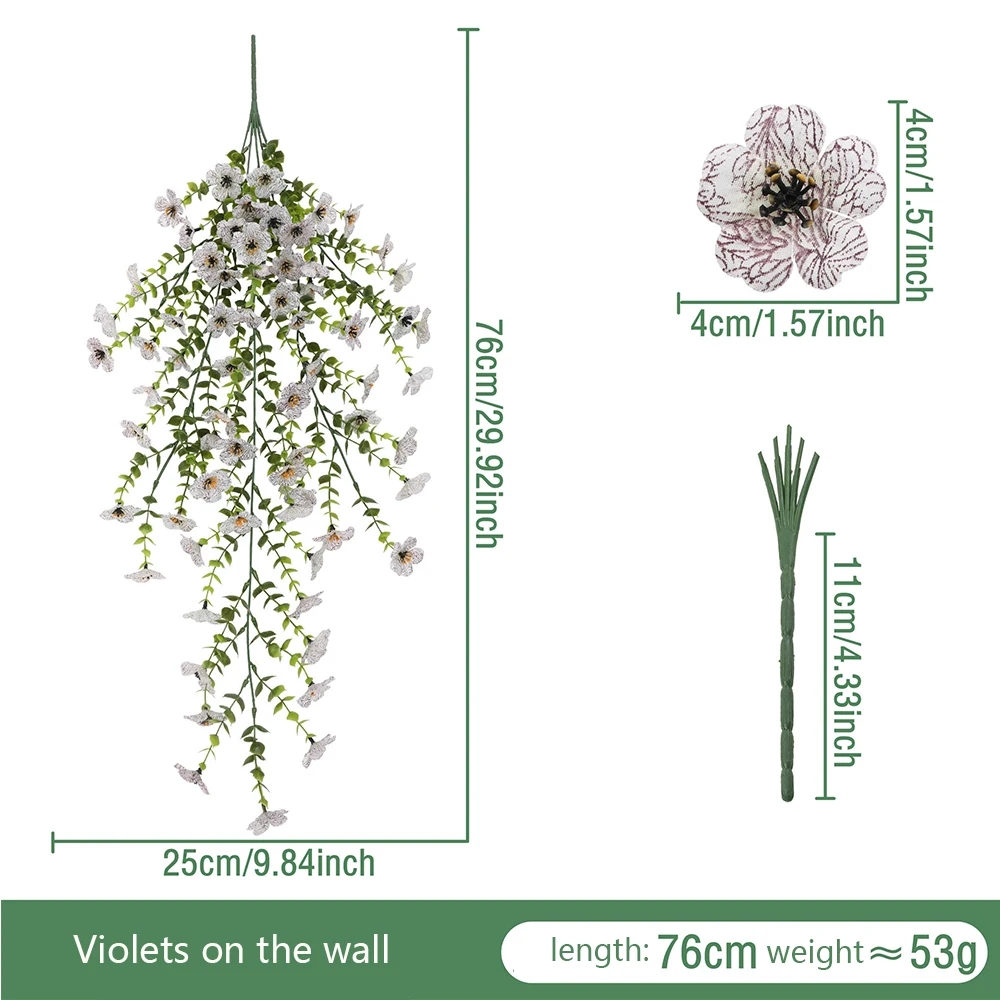 

Artificial Purple Violet Vine Strip Artificial Green Plant Outdoor Wall Hanging Fake Flower Decoration