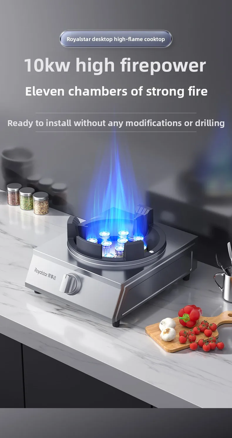 Royalstar Gas Stove Single Burner High Flame Household Commercial Desktop LPG Natural Gas Cooker