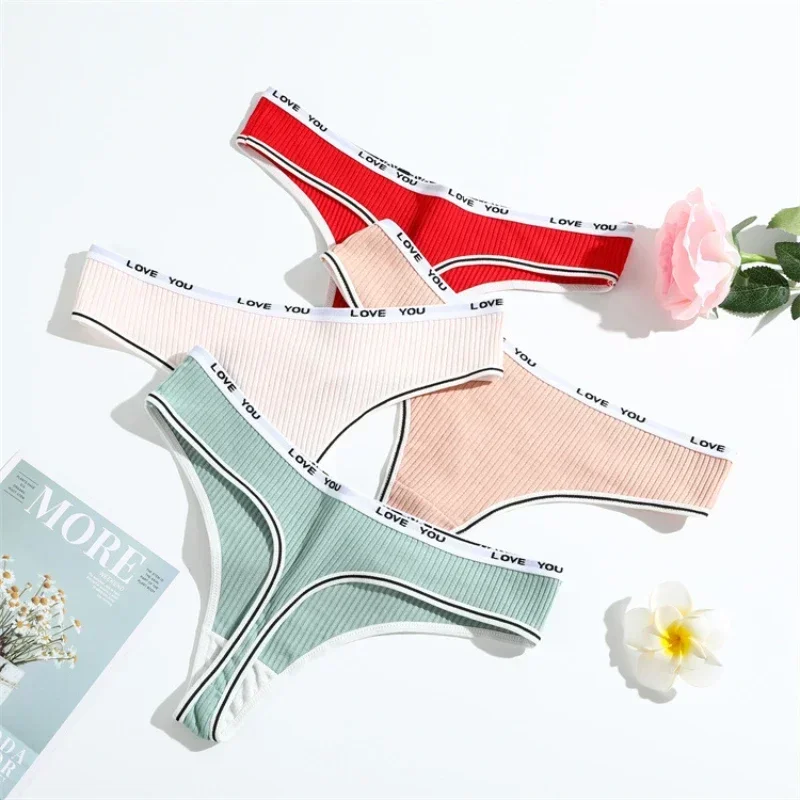 Sexy Thongs Thread Cotton Women Underwear Solid Color T Pants Low Waist Breathable Intimates Low-Rise Panties Women Lingerie