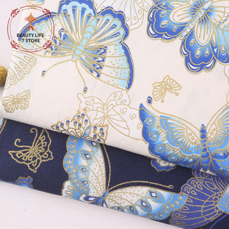 Printed Cotton Fabric for Dress Bronzed Cloth Butterfly Leisure Quilting Plain Fabrics DIY Sewing Craft Material