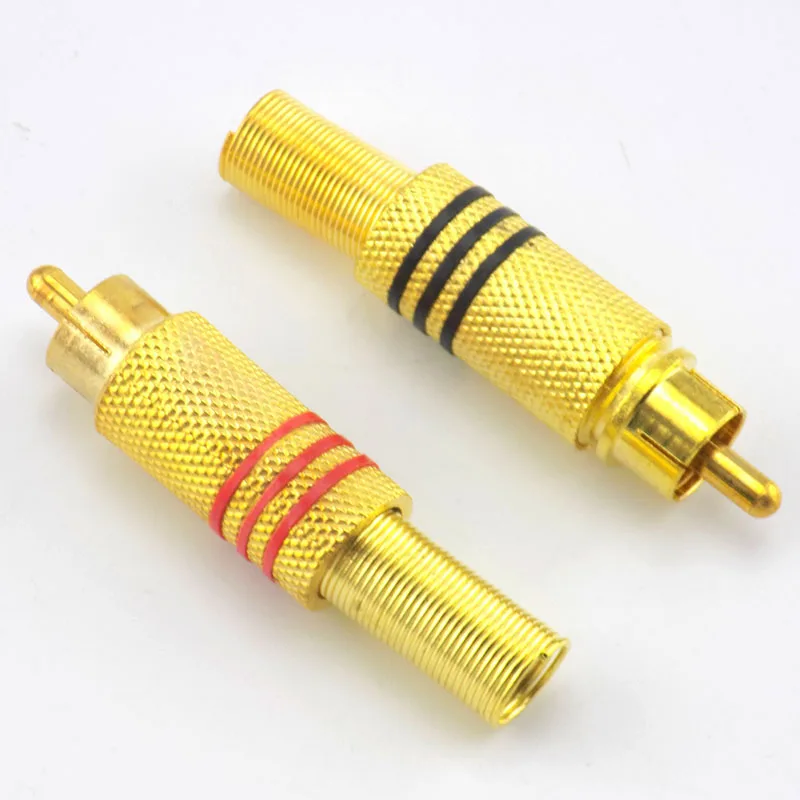 4Pcs/pack Gold Plated RCA Connecter Plug Solder RCA Male Audio Video Adapter Locking Cable for IP Camera CCTV Camera F1