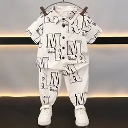 Kids Boys Summer Set New Baby Fashionable and Cool Clothes Children's Short sleeved Shirt and Pants 2-piece Set