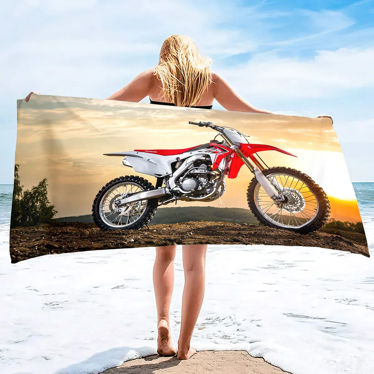 Microfiber Beach Towel, Motorcycle Quick Dry Beach Towel Sand Free Blanket, Lightweight Absorbent Oversized Large Hand Towels