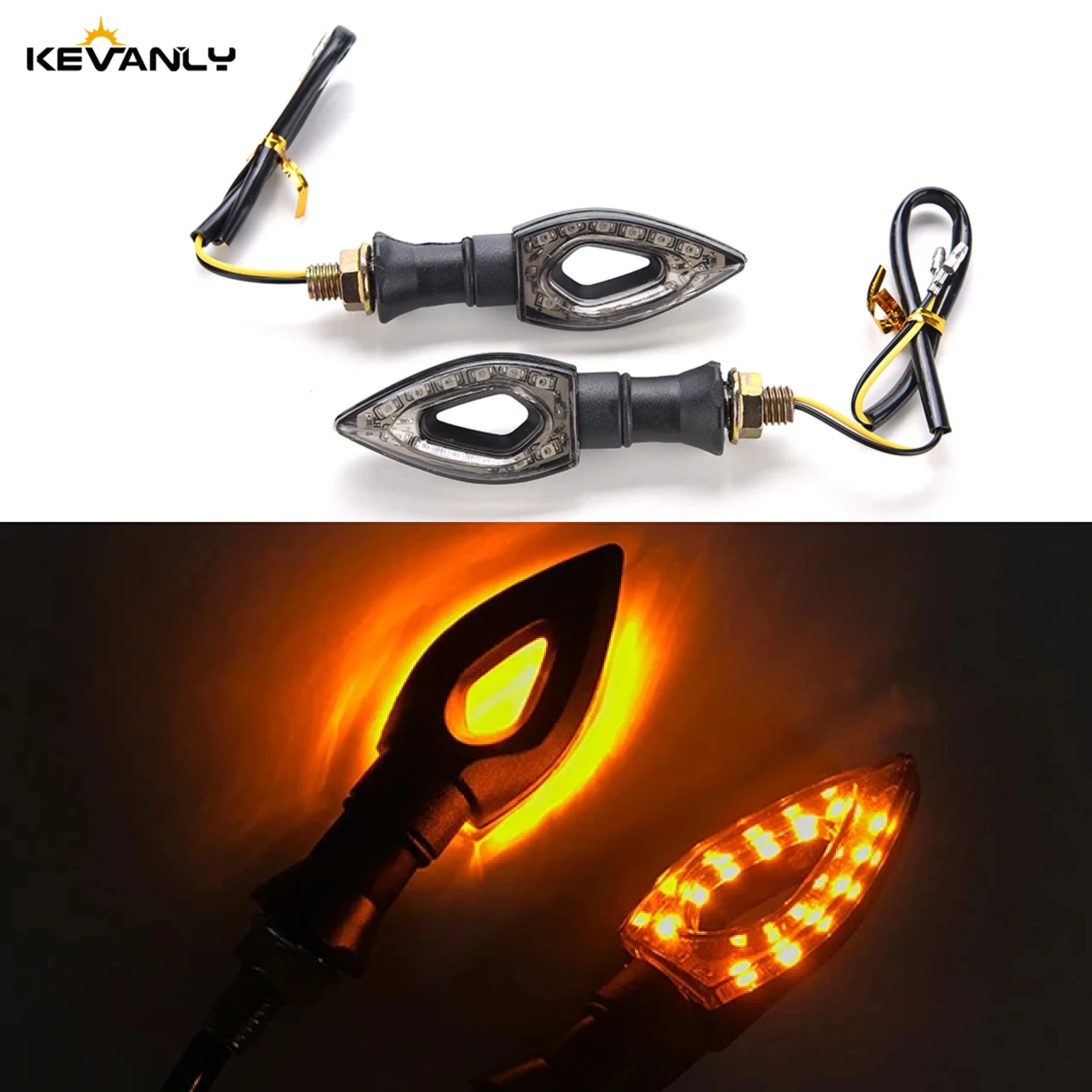 Motorcycle 12 LED Turn Signals Lights Amber Blade Lamp Short Turn Signal Lights Indicator Blinkers Flashers Moto Accessories 12v