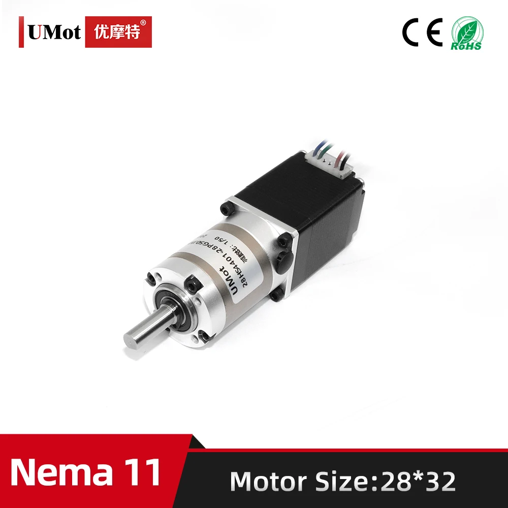 

Length 32mm Hybrid Nema 11 High Precision Planetary Gearbox Geared Stepper Motor With Reducer Ratio 35/40/50 0.67A