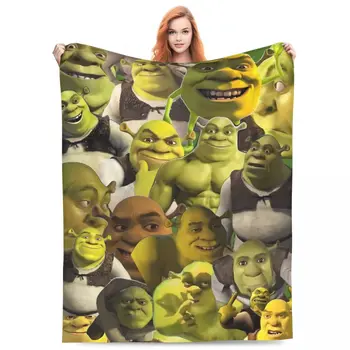 Shrek Collage Blankets Quality Warm Soft Throw Blanket Winter Airplane Travel Couch Bed Funny Bedspread