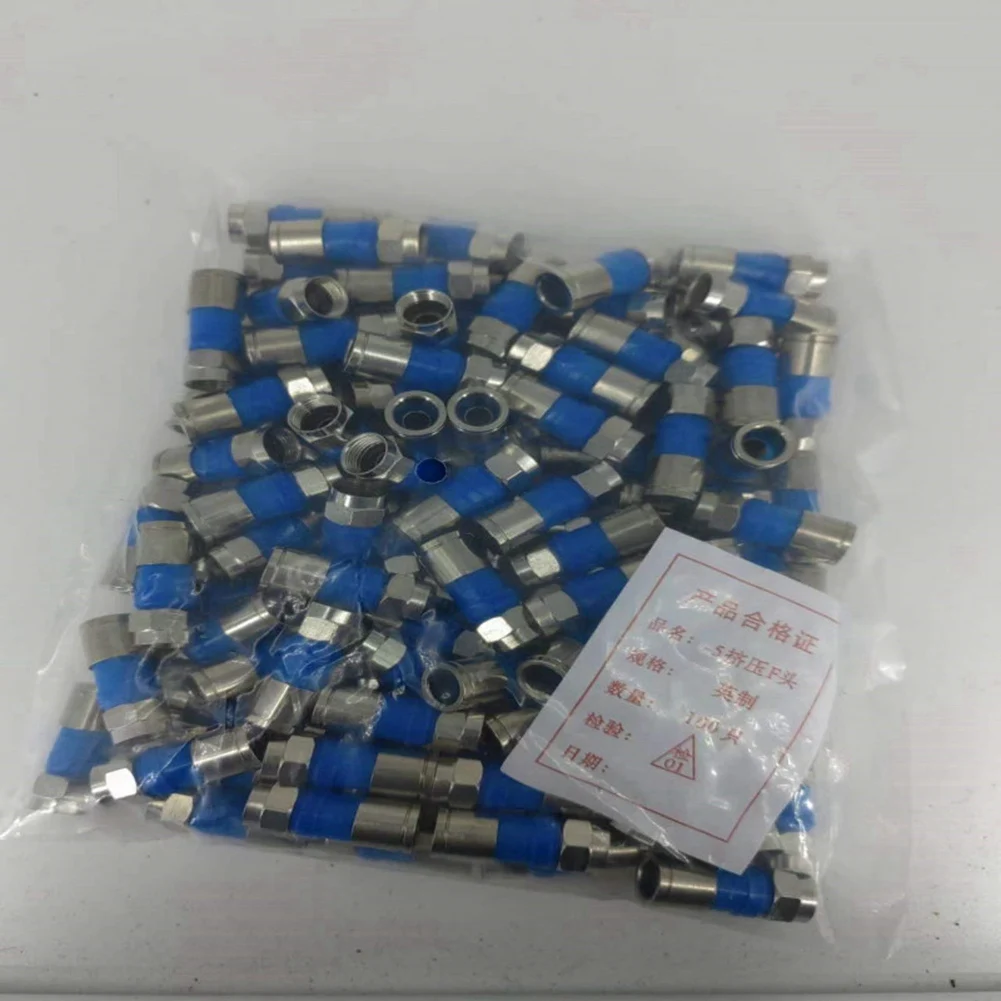 

SEWS-100PCS/Bag All-Copper Waterproof 75-5 RG6 Extruded F-Head British TV Cable 24 Shielded Universal Connector Durable B