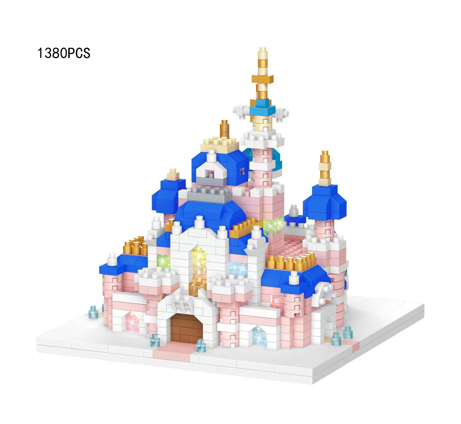 Creative Fairy Tale Build Brick Micro Diamond Block World Famous City Fairyland Pink Princess Castle Nanobrick Toy With Light