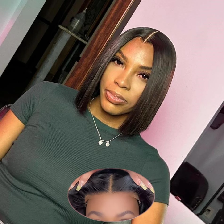 Glueless Wigs Ready To Wear 4X4 5X5 Straight Wigs Short Bob Wig Human Hair Pre Cut Closure Brazilian Pre Plucked Wig For Women