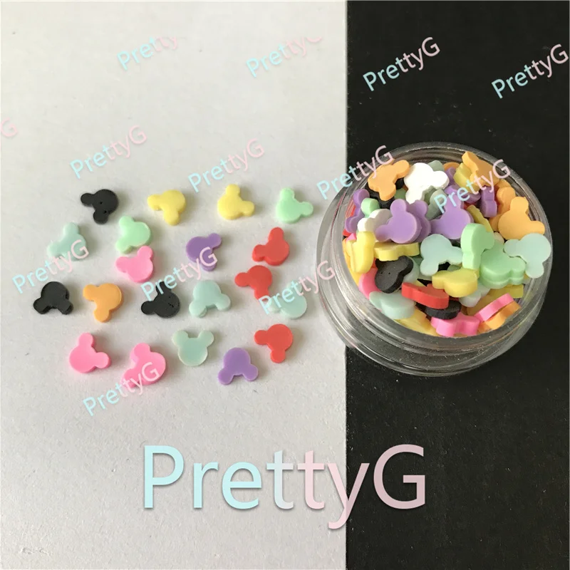 PrettyG 1 Box  Mickey head Color Mixes Supplies Polymer Soft Clay DIY Decoration for Resin Nail Art Crafts Slime Cake Dessert