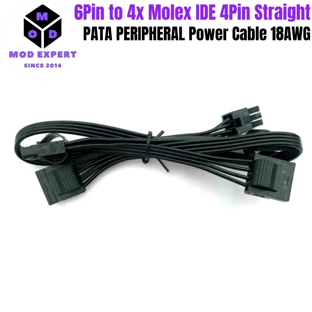 6Pin to 4 Molex IDE 4Pin Straight Peripheral Power Cable for Corsair RM850, RM750, RM650, RM550, RM450 Gold Type 4 Modular Power