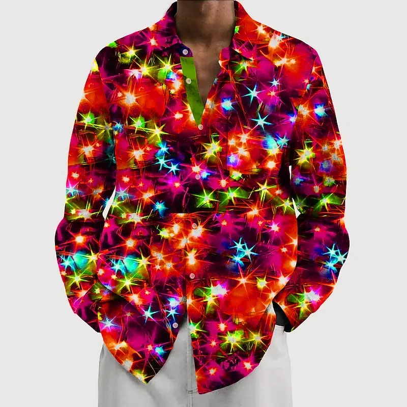 Christmas themed 3D printed men\'s casual long sleeved shirt, street wear, party size, hot selling shirt, 2024 full print