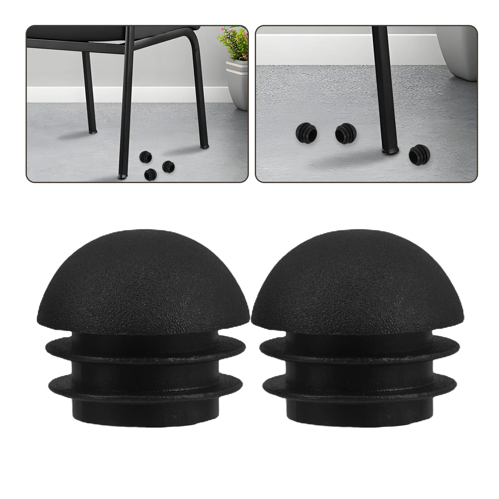 

30Pcs Semi Spherical Plastic Tube End Caps Chair Leg Covers Furniture Protection Inserts Pipe Plug Sleeve Black