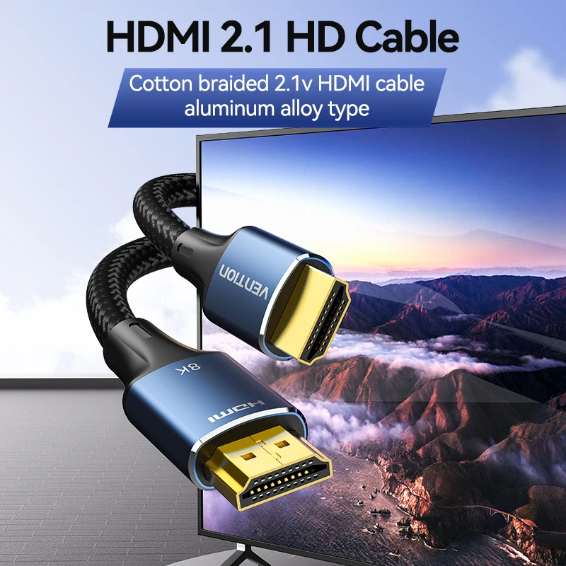 Vention New 8K@60Hz HDMI 2.1 Cable 3D Video High Speed Certified 48Gbps HD Digital HDMI Cable for Samsung Sony Xiaomi TV Swictch