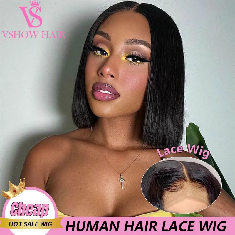 

VSHOW 13x4 HD Lace Front Human Hair Wigs Short Bob Straight Wig For Women 4x4 Lace Closure Brazilian Wigs On Sale Virgin Hair