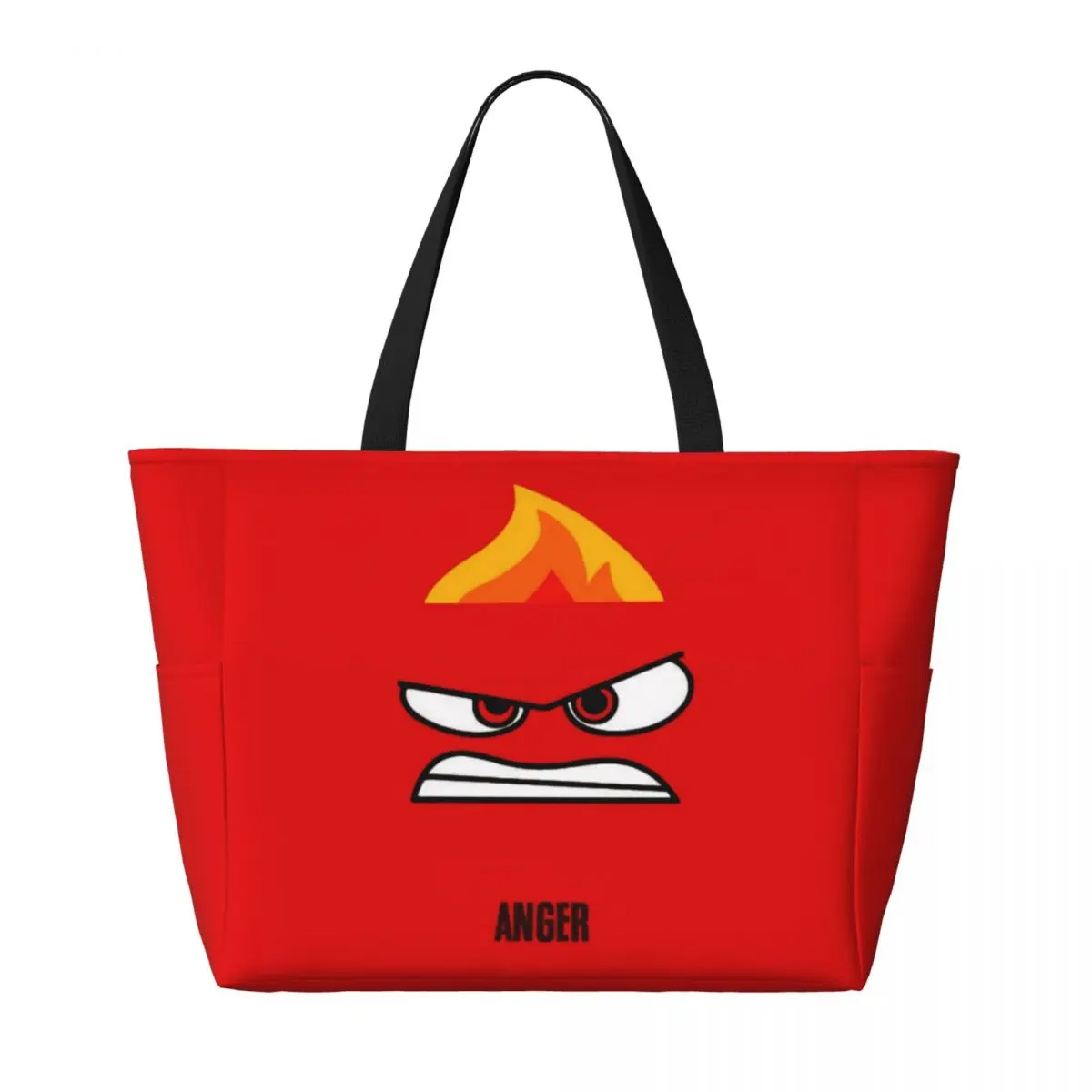 Custom Inside Out Anger Tote Bag for Women Big Capacity Cartoon Gym Beach Travel Bags