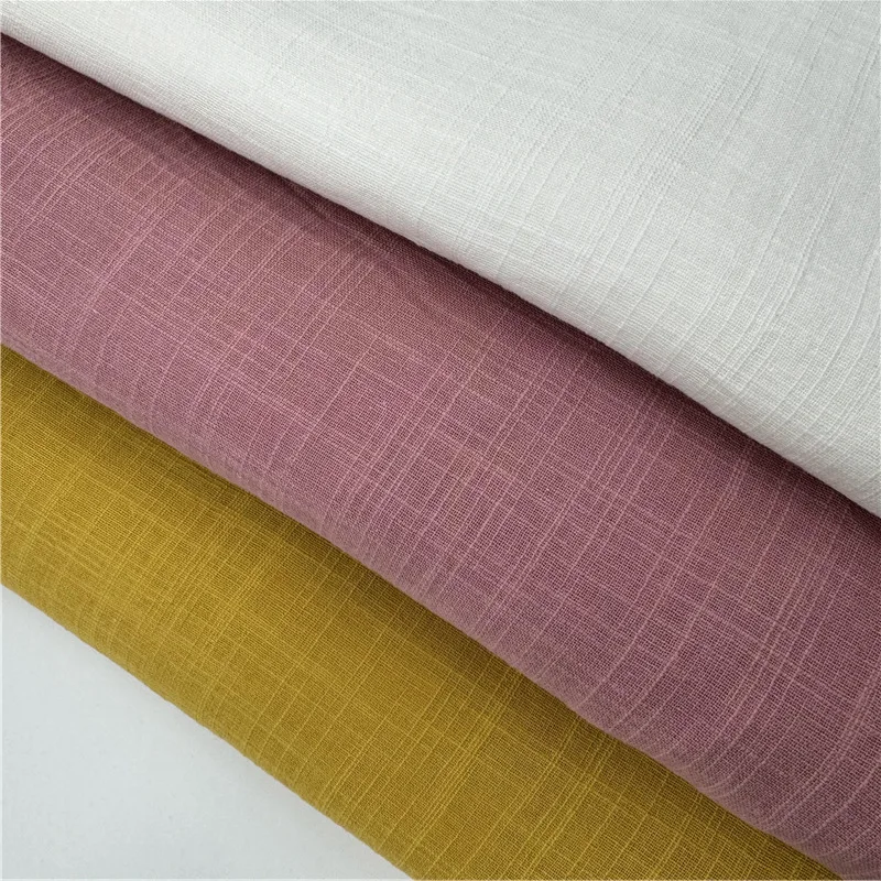 Cotton Woven Double Layer Gauze Fabric Jacquard Check Linen-like Slub Autumn Winter For Women's and Kids' Clothing High Quality