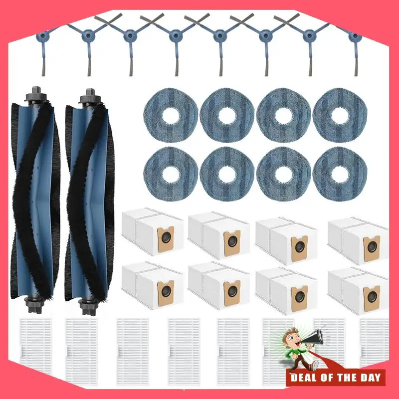 24-часовой комплект сменных аксессуаров для Eufy Omni C20: основная боковая щетка, фильтр HEPA, тряпка для швабры, мешок для пыли