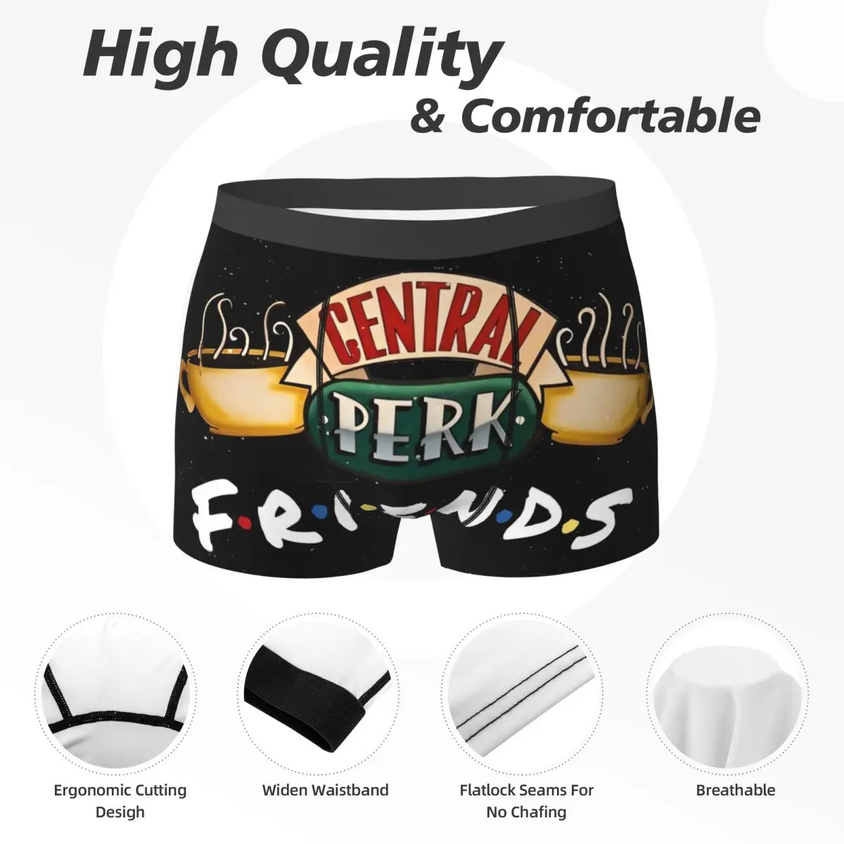 الأصدقاء برنامج تلفزيوني سلسلة الملابس الداخلية الكرتون مركز بيرك الذكور السروال مخصص سراويل بوكسر عالية الجودة الملاكم موجز حجم كبير