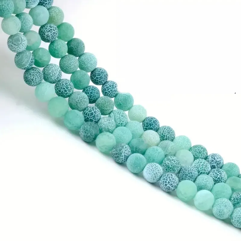 6mm 63pcs Round Beads Ball Frost Cracked Agates Natural Stone Beads for DIY Necklace Bracelet Jewelry Making