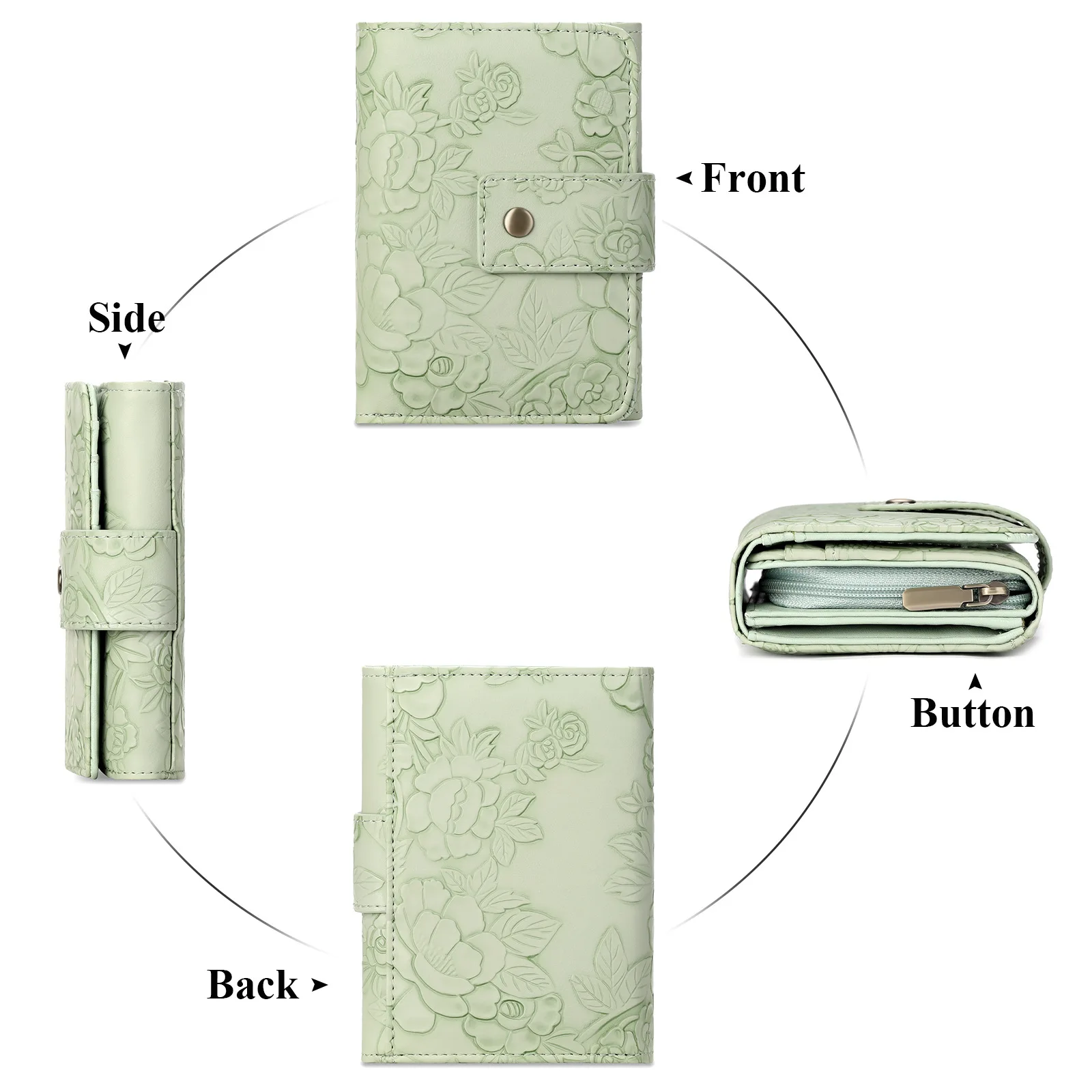 RFID Women Flower Printed Fashion Short Wallet PU Leather Card Coin Holder Small Purse