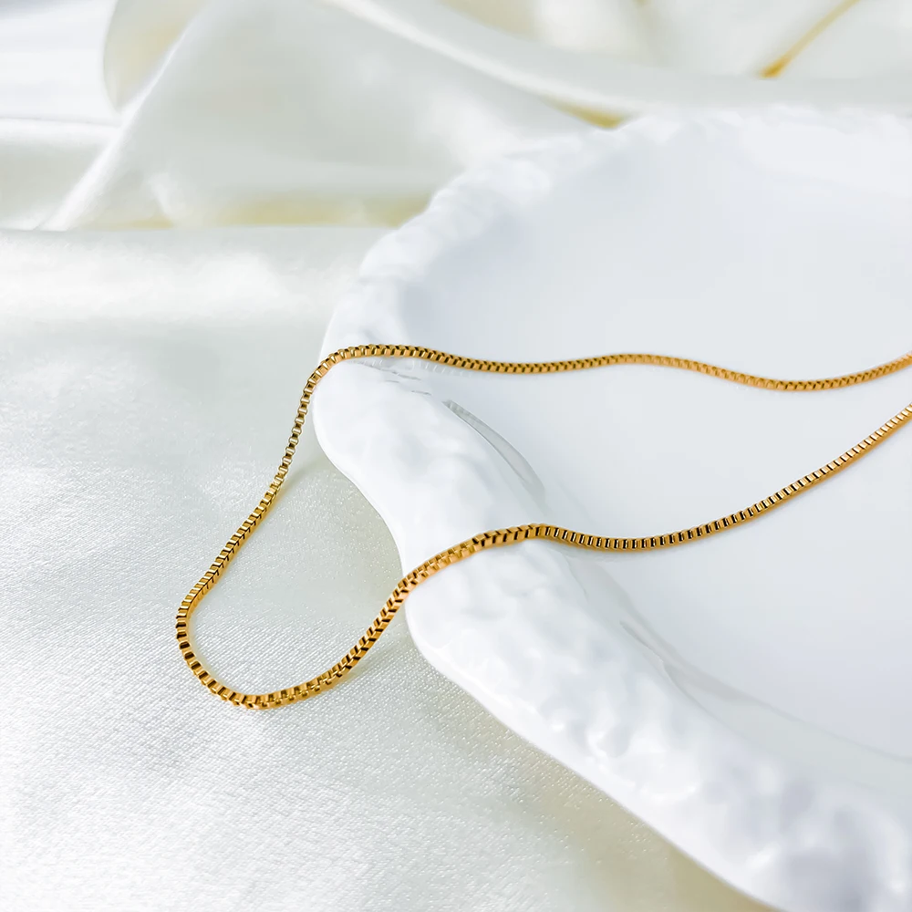 eManco الكلاسيكية المرأة مربع سلسلة القلائد الفولاذ المقاوم للصدأ ترقية مشبك قفل قابل للتعديل الأزياء والمجوهرات قلادة بالجملة #6